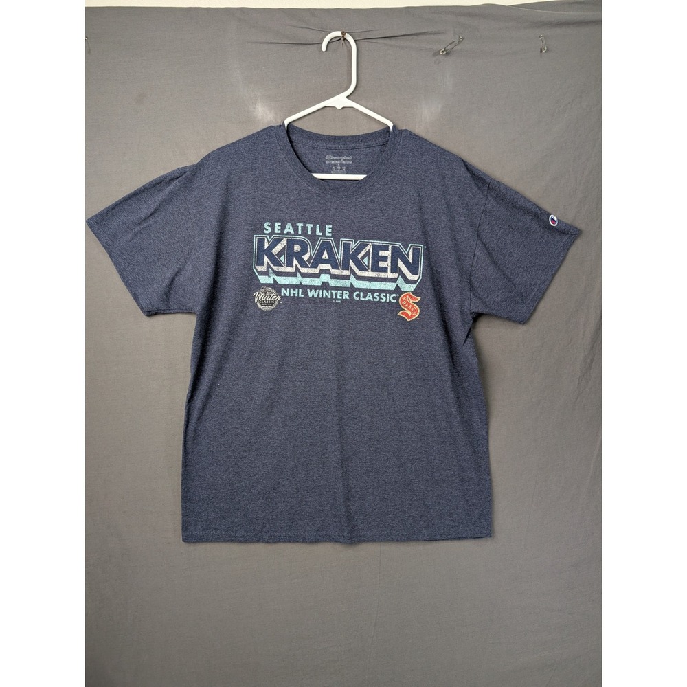 Champion Seattle Kraken NHL Winter Classic T-Shirt Navy Blue Large